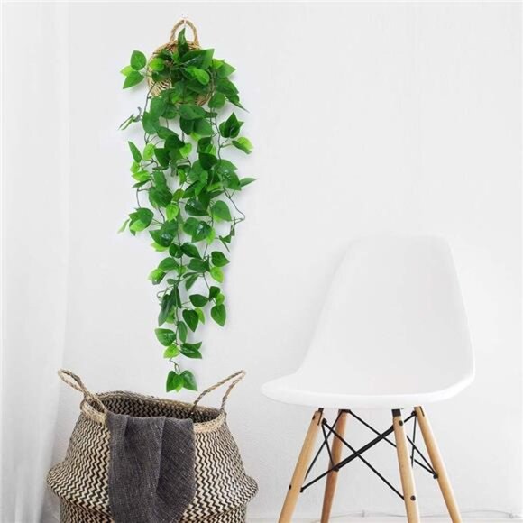 Artificial Hanging Plants, 3.5ft Ivy Vine Fake Leaves Green Chain for Indoor - Picture 5 of 7